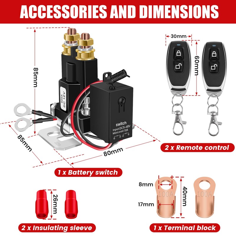 Battery Disconnect Switch 12V Remote Battery Kill Switch Anti-Theft for