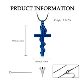 AIWENXI Snake Cross Cremation Jewelry Urn Necklace for Ashes for Men Women Stainless Steel Memorial Ash Pendant Necklaces Keepsakes Pendant Jewelry