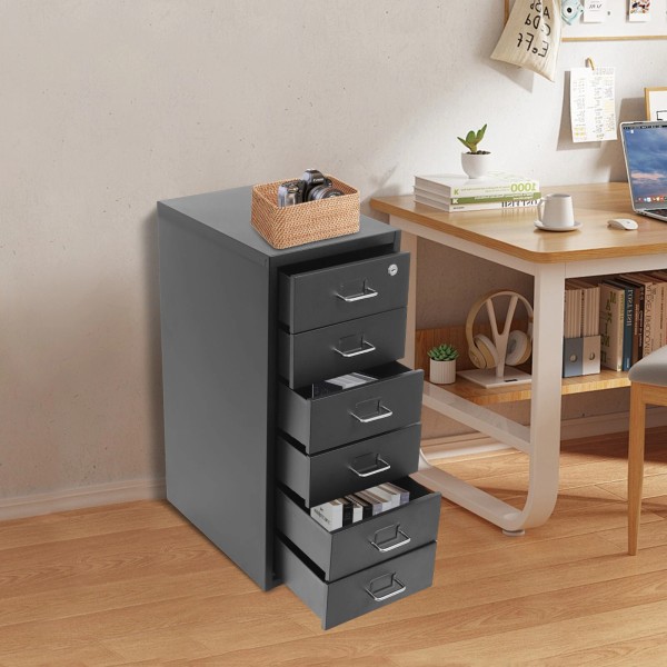 N/A 6 Tiers File Cabinet with Lock Metal Vertical Filing