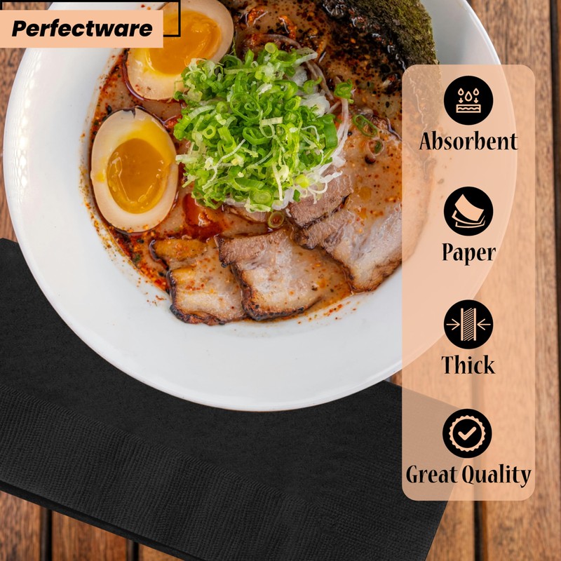 2 Ply Black Dinner Napkins - Pack of 50ct