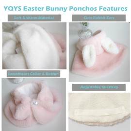 YQYS Pet Ponchos, Warm Plush Poncho for Small Breeds Dogs and Cats, Easter Outfit for Dog, Rabbit Costume for Puppy, Dog Bunny Costumes, Teacup Puppy Clothes for Chihuahua Yorkie Pink Bunny Small