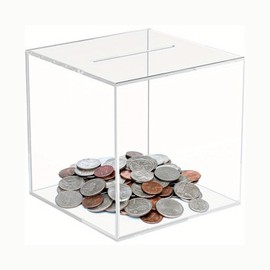Clear Acrylic Money Saving Box, 15x15cm Square Break to Open Piggy Bank for Cash and Coin Gifts for Birthday Money Boxes for Adults
