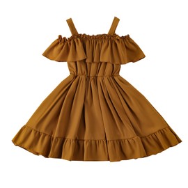 Toddler Baby Girls Dress Spring Summer Fall Dresses Toddler Little Girls Party Princess Dress Brown