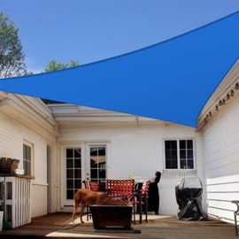 Artpuch Triangular Breathable UV Block Sun Shade Sail Outdoor Covering Cloth for Deck, Backyard, 16'X16'X16', Blue (Customized Available)