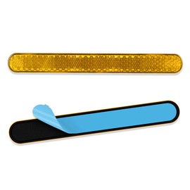AYBUY 2Pcs Motorcycle Reflectors, Stick-on Rectangular Safety Reflector, Strong Reflective Ability Yellow Light Reflectors, Yellow Safety Warning Reflector for Trucks Bicycle Trailers Gate Posts