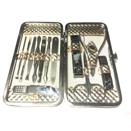 C and Z Manicure Set  12-Pieces Pedicure /Manicure Set in Gold Case