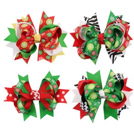 Christmas Barrettes for Baby Girls Bow Hair Clip Xmas Headband Head Wear Party Costume Accessories (Set A)