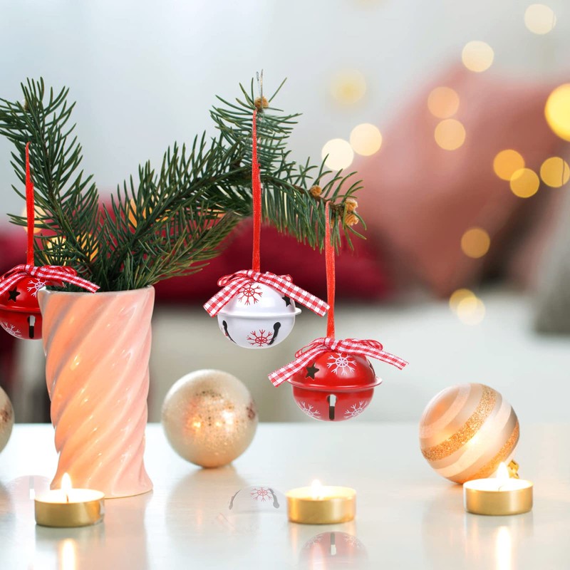 LIHAO Pack of 12 Bells, Snowflakes, Christmas Tree Decorations, Christmas