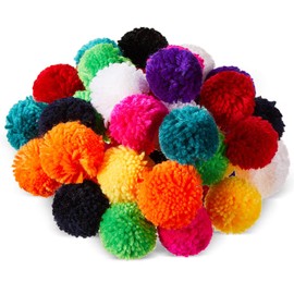Gemscream 50 Pcs Large Yarn Pom Poms for Crafts Acrylic Yarn Balls Fuzzy Pompoms DIY Large Pom Pom Balls for Hats Handmade Arts Holiday Party Hanging Decorations (Multi Colors, 3 Inch)