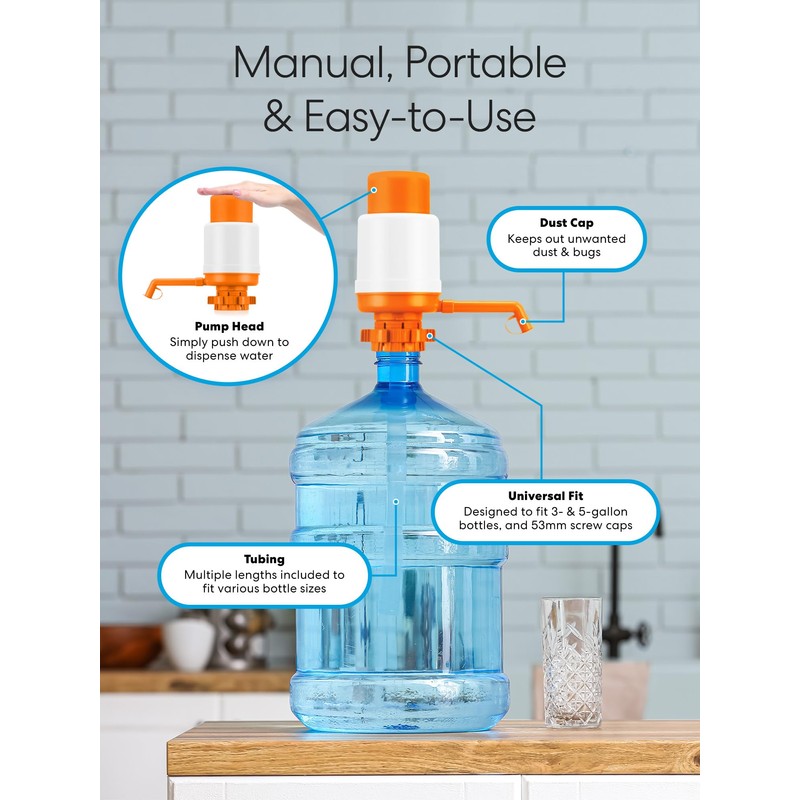 Brio Universal Manual Drinking Water Pump (Orange)