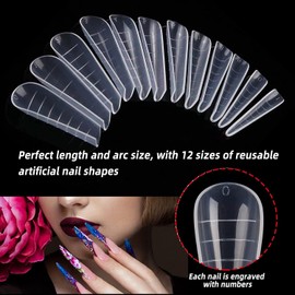 DOKLY Clear Dual Nail Forms System 120pcs Coffin Nail Mold Tips Acrylic Stiletto Nail Extension Tools for Nail Art Salon Nails Design