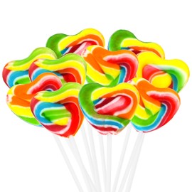 Snacktery Heart Lollipops - 24 Heart-Shaped Valentines Lollipops - Rainbow Valentine Suckers - Individually Wrapped Suckers
