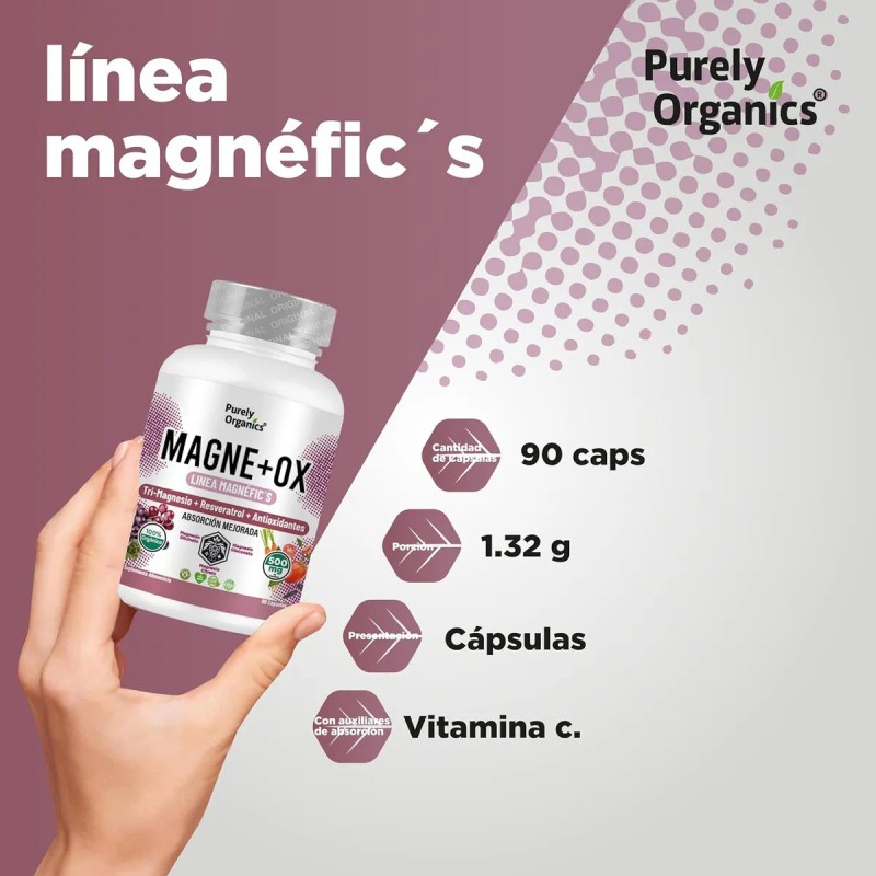 Magne+OX | Magnesio Complex con Resveratrol | Tri-Magnesio Glicinato/Gluconato (2:1)