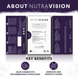 NUTRAVISION - Eye Health Tea – Includes Bilberry & Eyebright - For general and age-related eye health - 20 Enveloped Tea Bags - by Nutra Tea - Herbal Tea