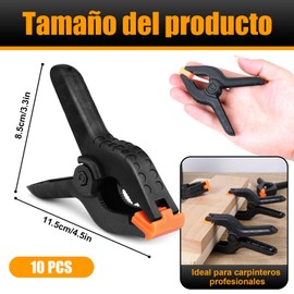Abrazaderas de Resorte, 10pcs Abrazadera de Resorte En A, 8.5×11.5cm Clip de Resorte de Nailon Resistente para Carpintería, Fotografía, Fondos de Pintura y Mejoras para El Hogar (Negro)