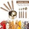 Measure Cup and Spoon Set,Gold Measuring Cup Spoon Set,Wooden Handle
