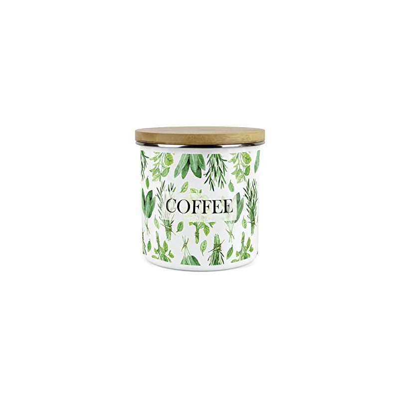 Purely Home Kitchen Herbs Coffee Canister - White & Green