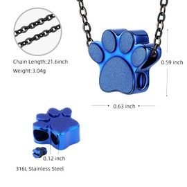 [InfuMemo] Pet Cremation Jewelry Ash Pendant Pet Urn Dog Cat Pet Urn Pet Ash Necklace Paw Print Urn Necklace Mini Urn Memorial Ash Jewelry