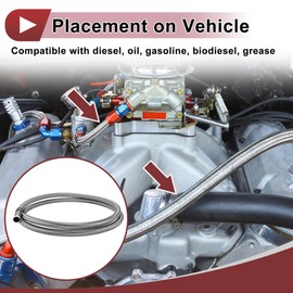 HEROFFIX 1 Pcs AN8 Fuel Line Hose 6ft Vacuum Hose Automotive 8AN CPE Fuel Hose Silver Tone CPE Rubber,Stainless Steel Braided