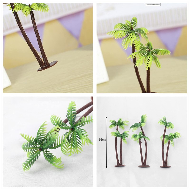 XHBTS Set of 10 Miniature Palm Trees, Plastic, Model Trees