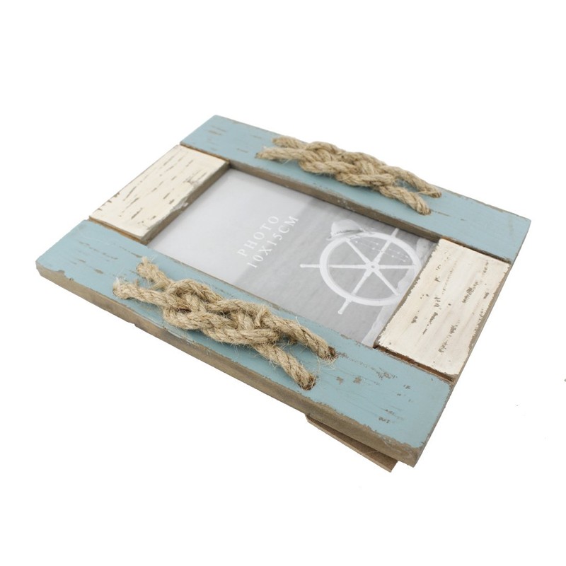 Zhenzan Frames 4x6 Inches Nautical Wood Picture Frame with Jute
