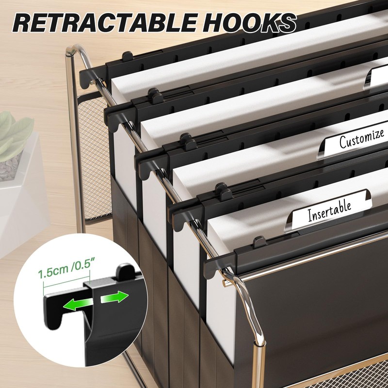 Ansook Extra Capacity Plastic Hanging File Folders,2" Expanding Accordian Pocket