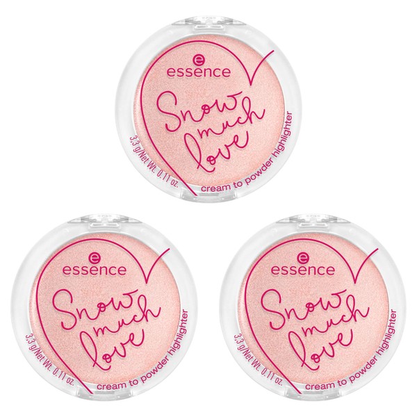 essence Snow Much Love Cream to Powder Highlighter, No. 01 The Snow Glow Show!, Gold, Pack of 3 (3 x 3.3 g)