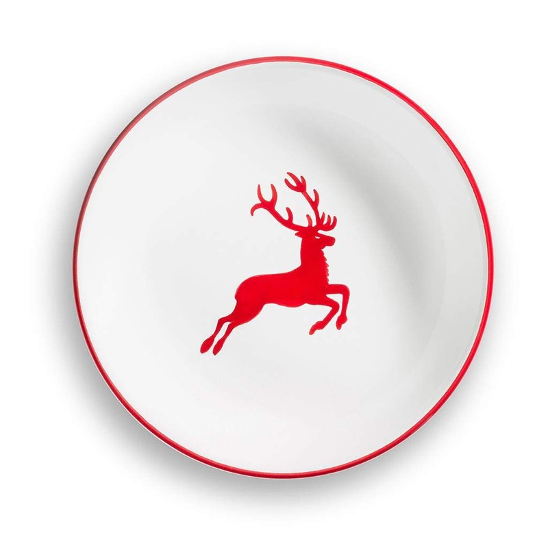 GMUNDNER KERAMIK Soup Plate Diameter 20cm Ruby Red Stag Handmade
