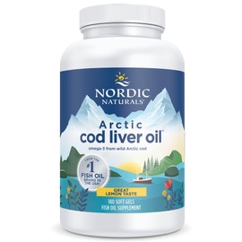 Nordic Naturals, Arctic Cod Liver Oil, 750 mg Omega-3 from Cod Liver Oil, with EPA and DHA, Lemon Flavour, 180 Soft Capsules, Laboratory Tested, Soy Free, Gluten Free, GMO Free
