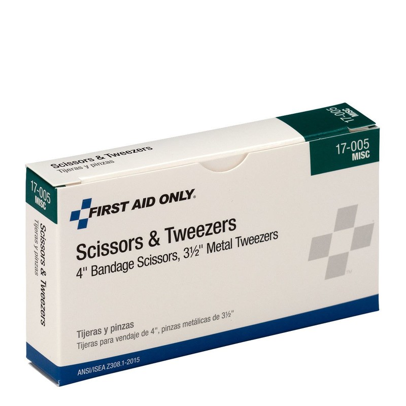 First Aid Only 17-005 Bandage Scissors and Forceps Tweezers Set