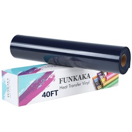 FUNKAKA Navy Blue HTV Heat Transfer Vinyl Rolls, 12" x 40ft Glossy Navy Blue Iron on Vinyl for T-Shirt, Adhesive Navy Blue HTV Vinyl for All Cutter Machines Easy to Cut & Weed for Heat Vinyl Design