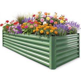 6x3x1.5ft Galvanized Raised Garden Bed, Metal Planter Box for Outdoor Planting Plants, Vegetables, Herbs, Above Ground Raised Garden Bed Kit for Gardening - Forest Green Rectangle