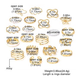 22Pcs Stacking Knuckle Statement Rings Sets for Women Teen Girls,14K Gold Pearls Flower Leaf Twist Finger Rings Party Jewelry Accessories Gifts (Gold)