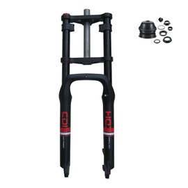 CDHPOWER 26" Air Suspension Bicycle Fork 4.0" Fat Tire Bike Fork, Double Shoulder w/ 1-1/8" Headset Combo, 9mm*135mm QR, Disc Brake 1-1/8inch Steerer E-Bike/MTB