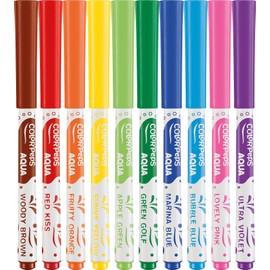 Maped – Colouring felt-tip pens – Aqua – Children's felt tip pens – Bright colours – Water-washable ink – Case of 10 felt-tip pens