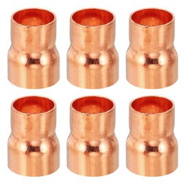 PATIKIL 3/4" to 5/8" ID Copper Reducer, 6pcs 99.9% Pure Copper Reducing Coupling Pressure Fitting Pipe Tube Connector Adapter with Sweat Solder Connection for HVAC Refrigeration System