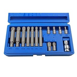 US PRO Tools 14pc 1/2" DR Ribe Socket Bit Set M5 - M14 with Adapter 2238