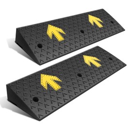 DNA MOTORING 2pcs 4.3" Rise Rubber Arrow Curb Ramp Heavy Duty Loading Threshold Ramp 37.4 in L x 11.8 in W x 4.3 in H for Loading Dock, Warehouse, Wheelchair, Motorcycles, Cars, TOOLS-00650