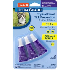 Hartz UltraGuard Topical Flea Tick Prevention Cats Kittens 3 Months 5LBS & Over