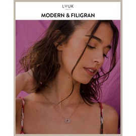 LUUK LIFESTYLE Stainless Steel Necklace With Pendant And Card with Happiness Saying, Lucky Charm, Friendship Necklace, Silver, Gold, Rose Gold, 3 Rings, rosé