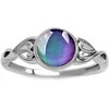 Round Shape Simulated Moon Stone Color Changing Mood Ring (Silvery,