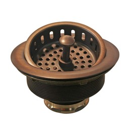 Westbrass D2165-11 Post Style Large Kitchen Basket Strainer with Waste Disposal Flange and Stopper, Antique Copper