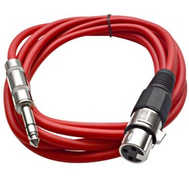 Seismic Audio SATRXL-F10 10-Feet XLR Female to 1/4-Inch TRS Patch Cables - Red
