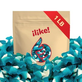 Blue Sharks Gummy Candy | 1 Pound Bag | Blue Raspberry Flavor | Chewy Fruity Gummy Sharks | Ocean Gummy Fish for Parties, Candy Buffets, Themed Events