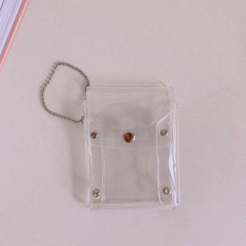 2Pcs Lipstick Case with Keychain, Transparent Mini Makeup Bag Pouch