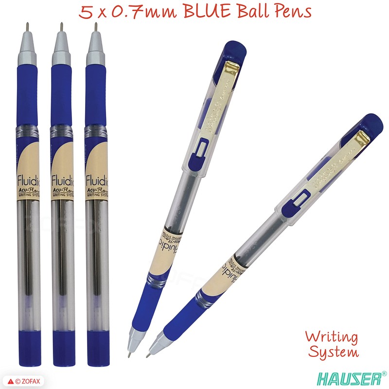 HAUSER Fluidic 5 x 0.7mm BLUE Acu-Flow Smooth Ballpoint Pens