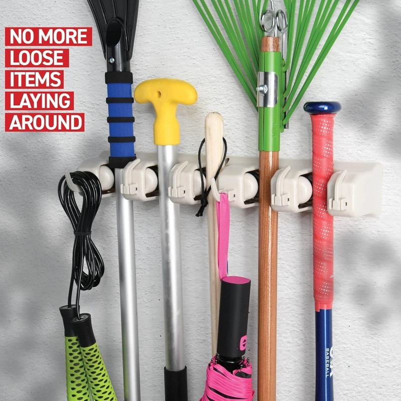 Home-it Mop and Broom Holder Wall Mount Garden Tool Storage,Rack