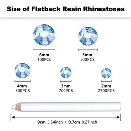 Briskbloom 4500PCS Resin Flatback Rhinestone, 2mm 3mm 4mm 5mm 6mm Light Blue Flatback Rhinestones for Tumblers, Nails Art, Mugs, Bottles, Craft Decoration, Loose Bling Glitter Gem Stone