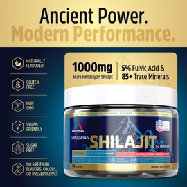 Pure Himalayan Shilajit Gummies – Gold Resin Extract with Fulvic Acid, Sugar-Free Supplement for Energy, Vitality & Immune Support – Vegan, Non-GMO, 90 Count, 45 Day Supply for Men & Women