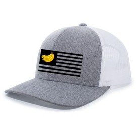 Trenz Shirt Company Mens Banana American Flag USA Mesh Back Trucker Hat-Heather Grey/White